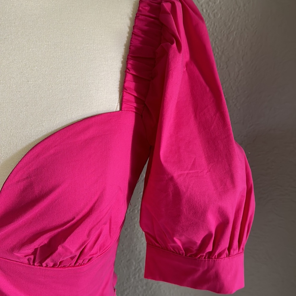 More to Come poplin pink crop top
